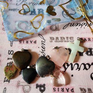 3 Large & 3 Small & 1 White Stone Cross Charms